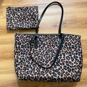 Kate Spade Leopard Print Tote and Pouch